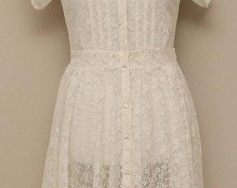 Cream Lace Dress with Belt